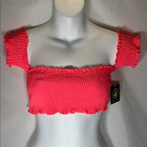 Body Glove Vibrant Pink Smocked Crop Top